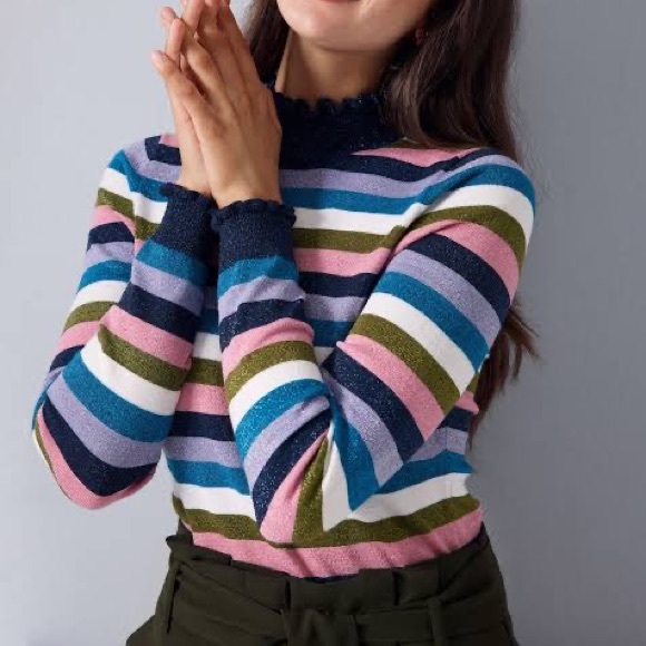 REVIEW Pippi Stripe Metallic Rainbow Knit Sweater Jumper - Picture 6 of 14